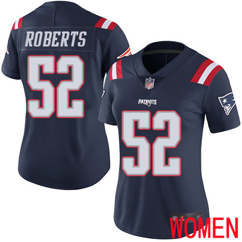 New England Patriots Football #52 Rush Vapor Limited Navy Blue Women Elandon Roberts NFL Jersey->women nfl jersey->Women Jersey